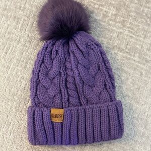 Women's Purple Cable Knit Beanie